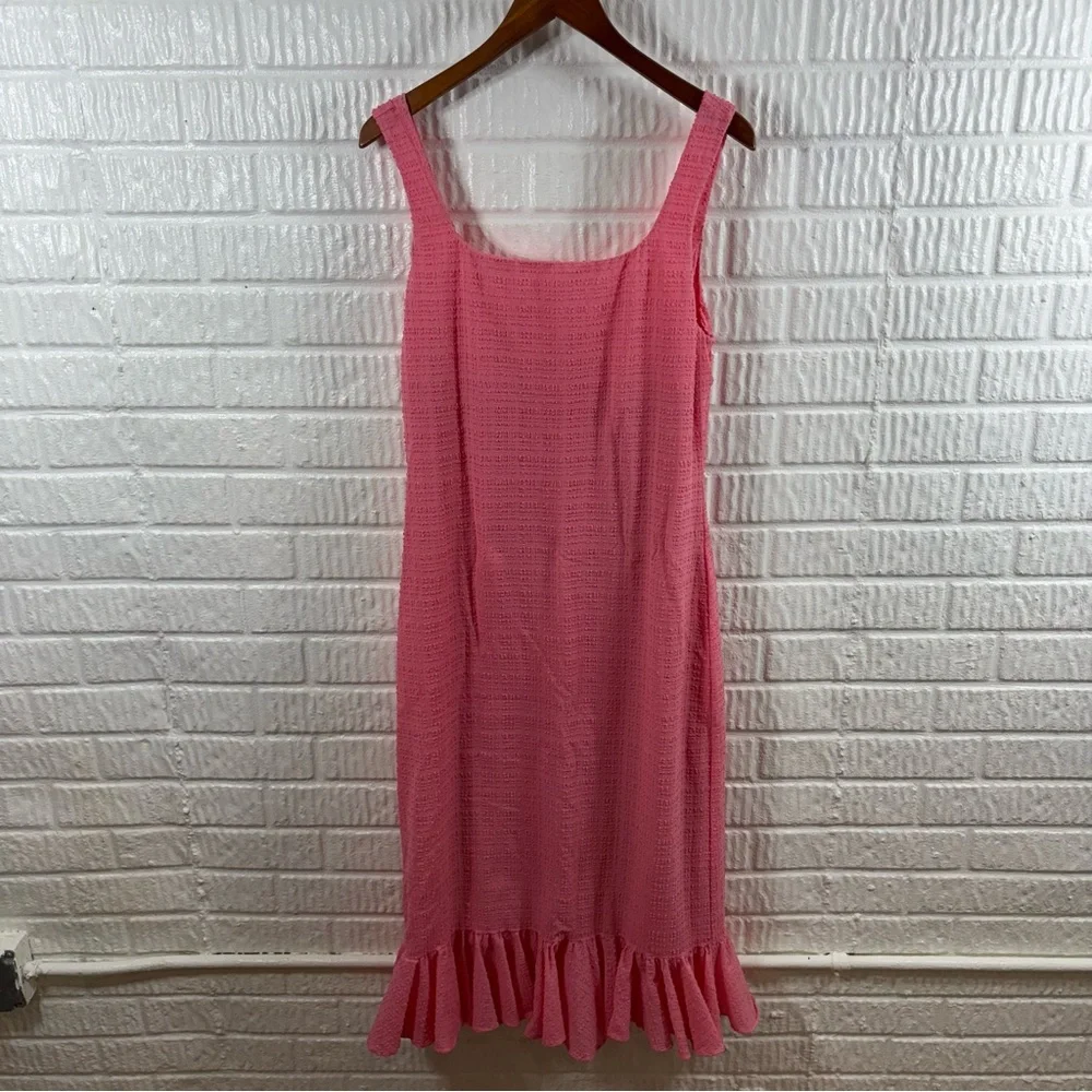 Loeffler Randall Pink Textured Midi Dress Large - Picture 2 of 5